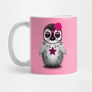 Pink Day of the Dead Sugar Skull Penguin Mug